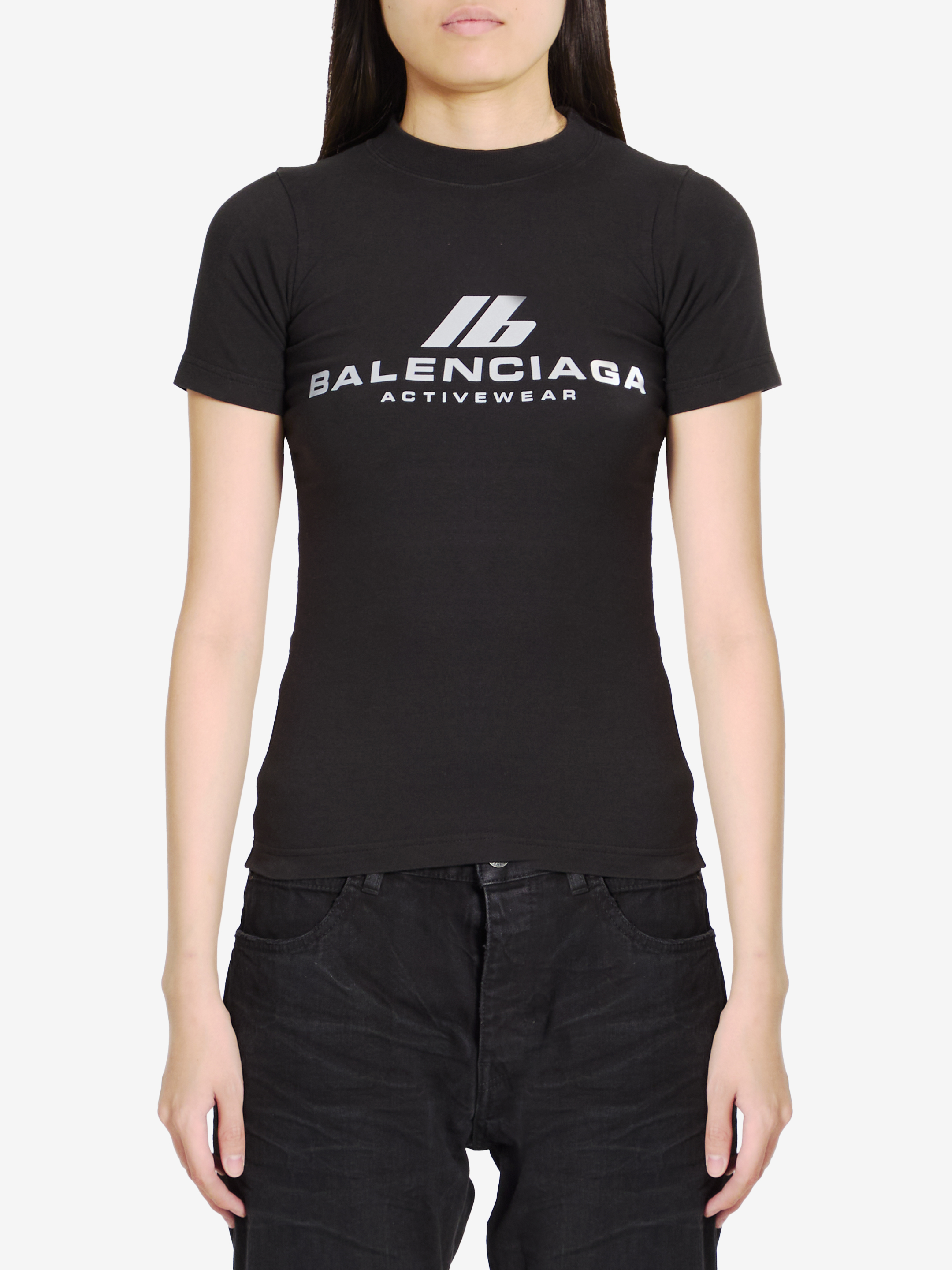 Balenciaga Activewear Stretch Jersey T-shirt In Black