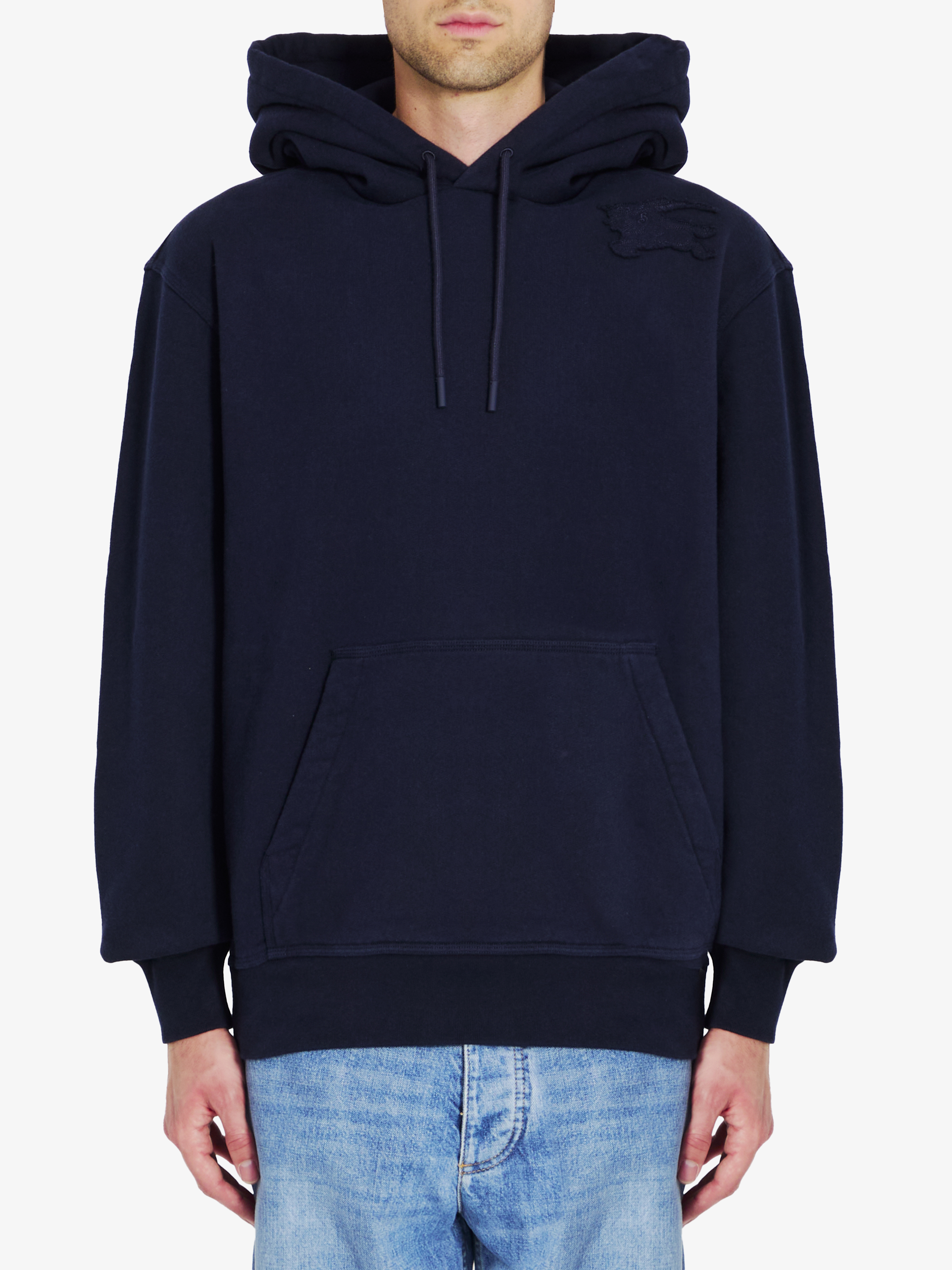 Burberry Hoodie With Equestrian Knight Design In Blue
