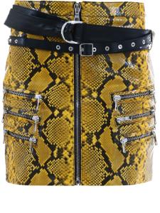 Yellow Python Leather Skirt