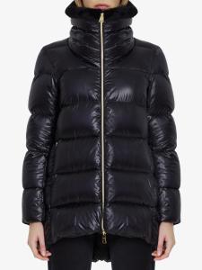 Down jacket in nylon and eco-fur