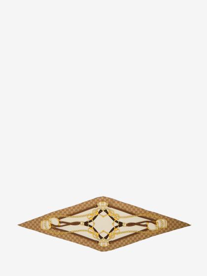Foulard a rombo in twill di seta stampata