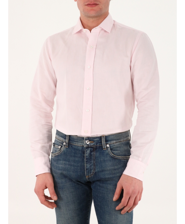 SALVATORE PICCOLO - Pink shirt with open collar