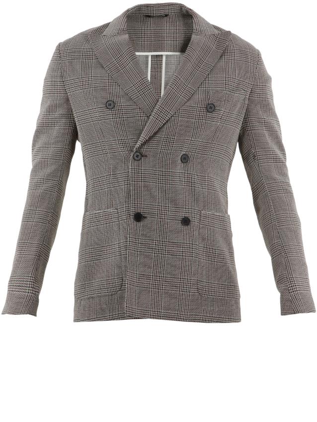 TONELLO - Double-breasted Glen plaid jacket