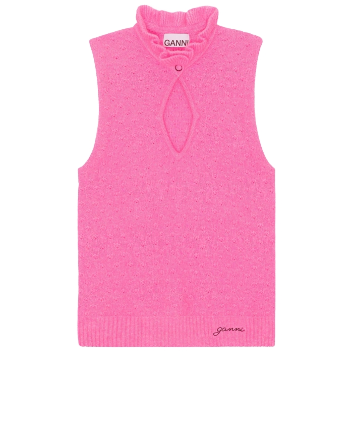 GANNI - Pink wool top