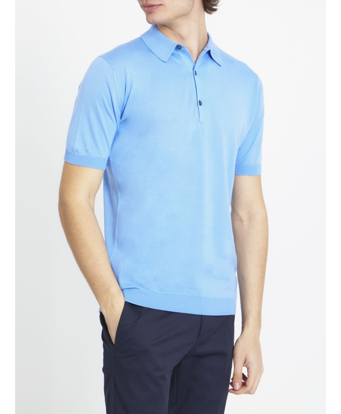 JOHN SMEDLEY - Light-blue cotton polo shirt