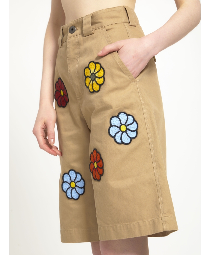MONCLER JW ANDERSON - Floral embroideries bermuda shorts