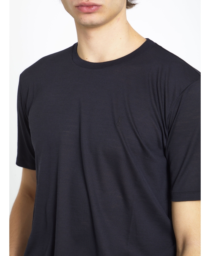 SAINT LAURENT - T-shirt Cassandre in lana e seta